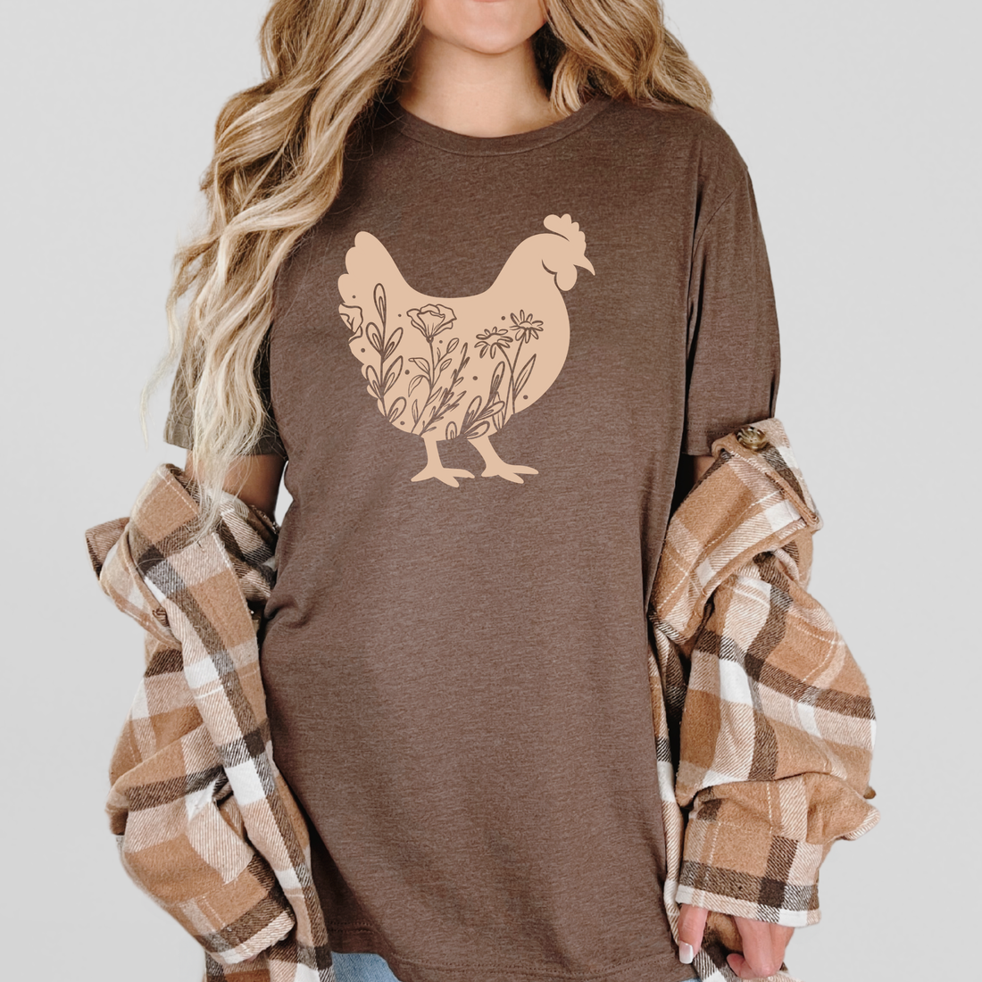 Floral Chicken Tee - Winks Design Studio,LLC