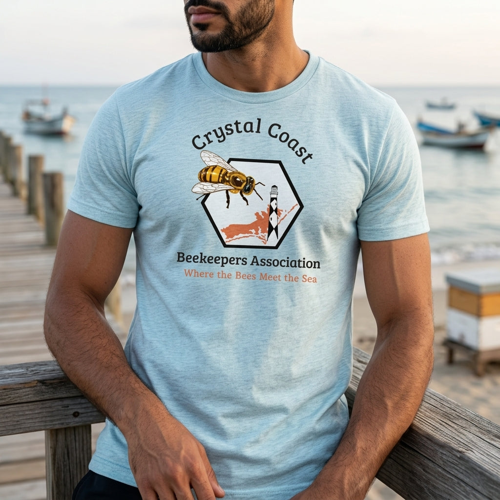 Crystal Coast Beekeepers T-shirt by Winks Design Studio, LLC, featuring a comfortable cotton fabric with beekeeping-themed graphic print.