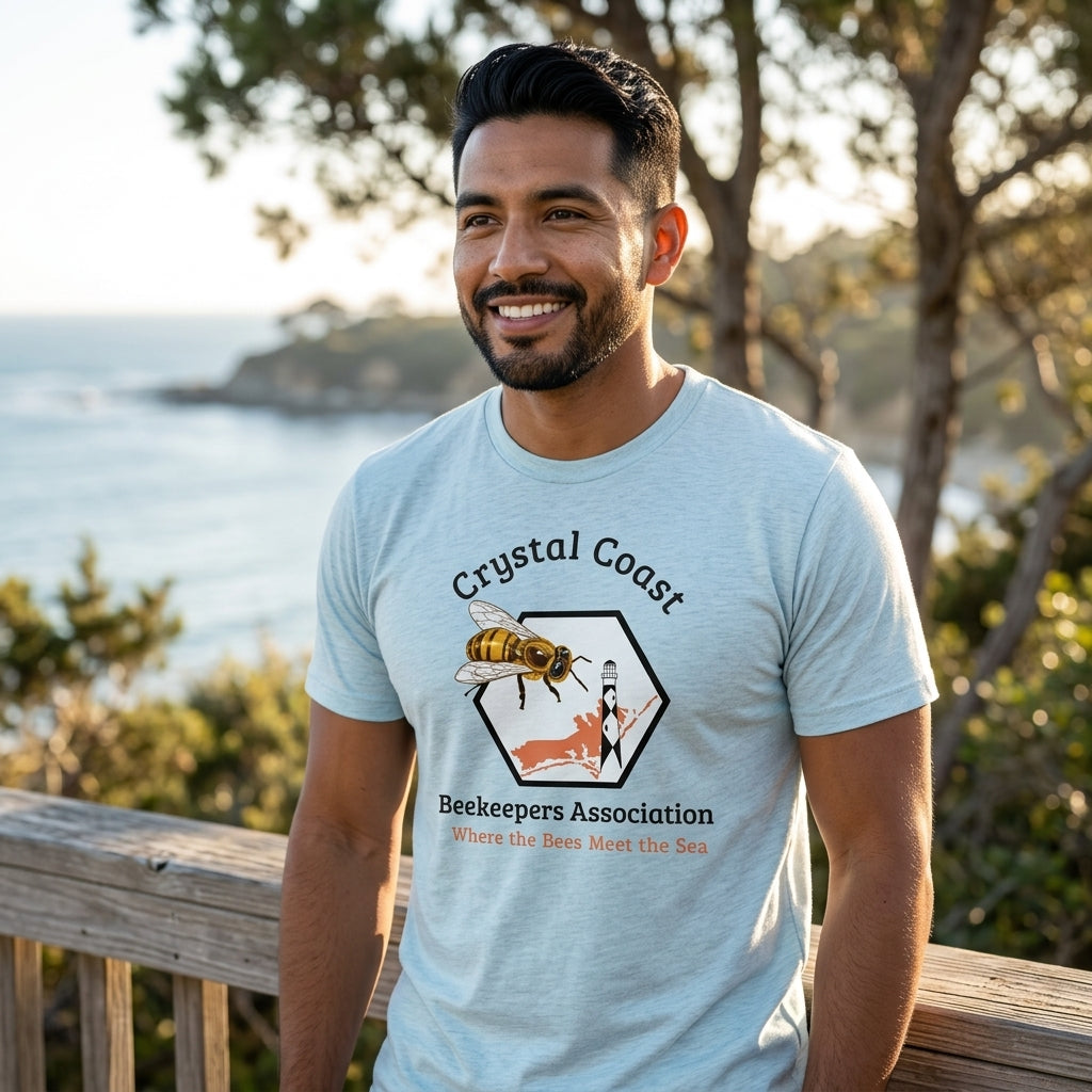 Crystal Coast Beekeepers T-shirt by Winks Design Studio, LLC, featuring a comfortable cotton fabric and a colorful beekeeping graphic.