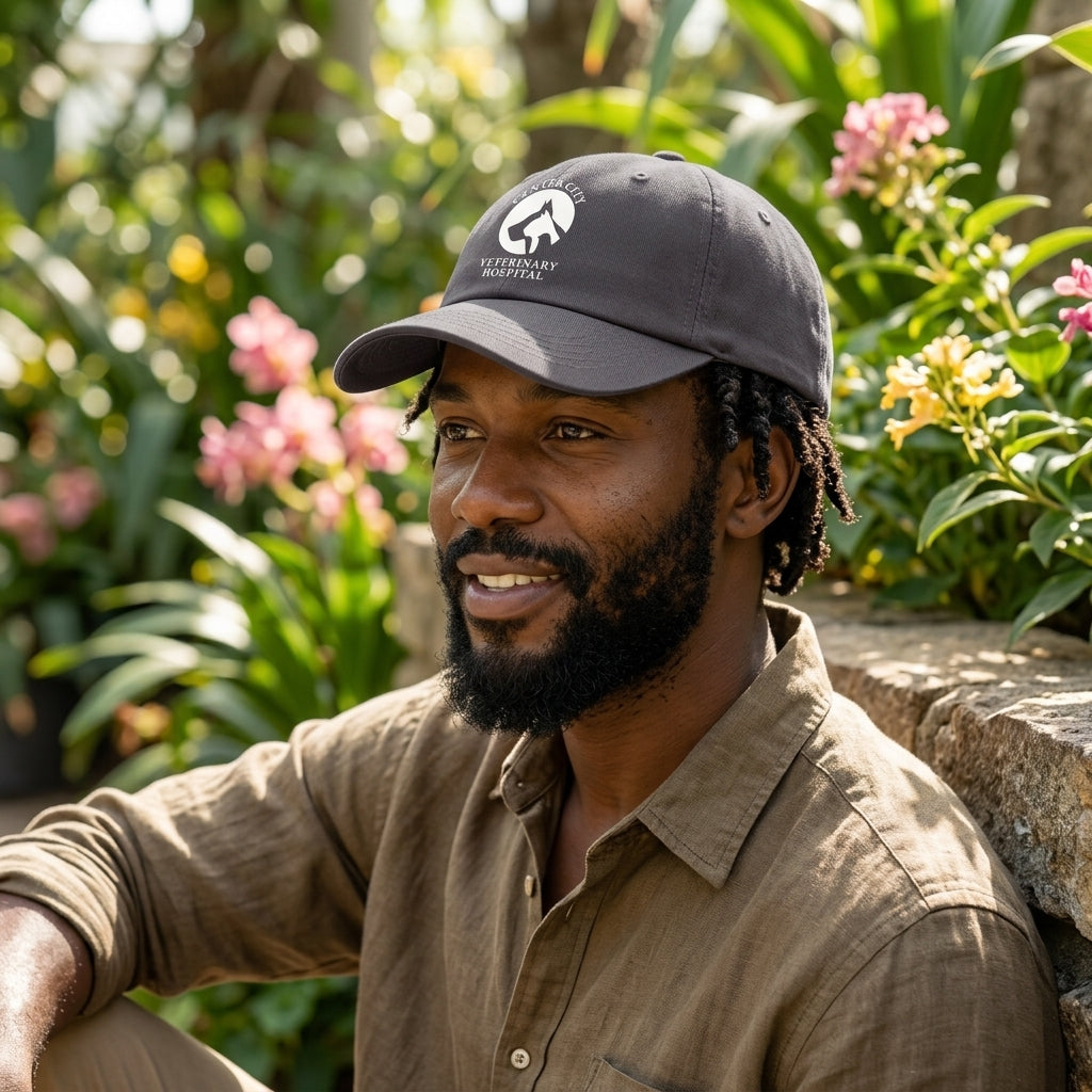 Winks Design Studio LLC Center City Vet twill hat featuring a classic design and adjustable strap, shown in the image.