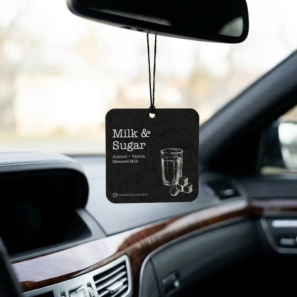 Milkhouse Candle Co. Milk &amp; Sugar car freshener by Winks Design Studio, LLC, showing a stylish, scented air freshener for vehicles.