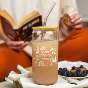 North Carolina State Clear Glass 20oz Can - Winks Design Studio,LLC