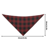 Red Buffalo Plaid Dog Bandana showing dimensions, featuring a classic red and black plaid pattern for stylish pet wear.