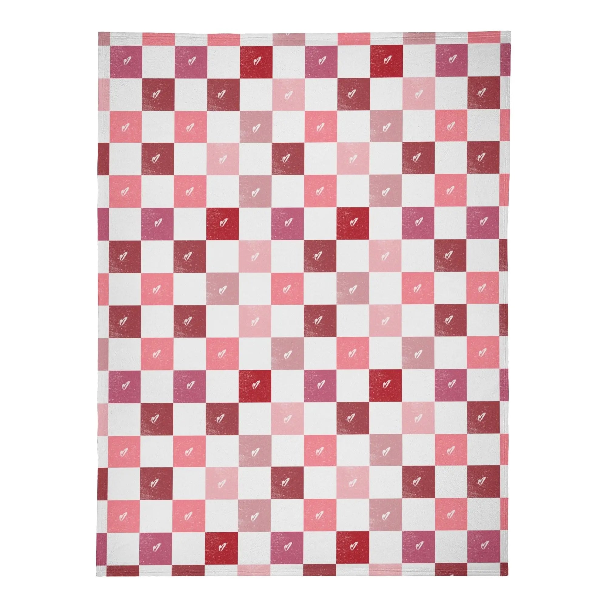 Checkerboard heart blanket by Winks Design Studio, LLC featuring a cozy plaid pattern and heart design, perfect for warm comfort.