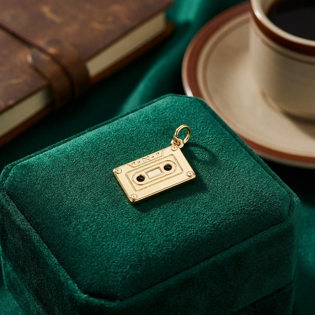Gold Cassette Tape Charm - Winks Design Studio,LLC