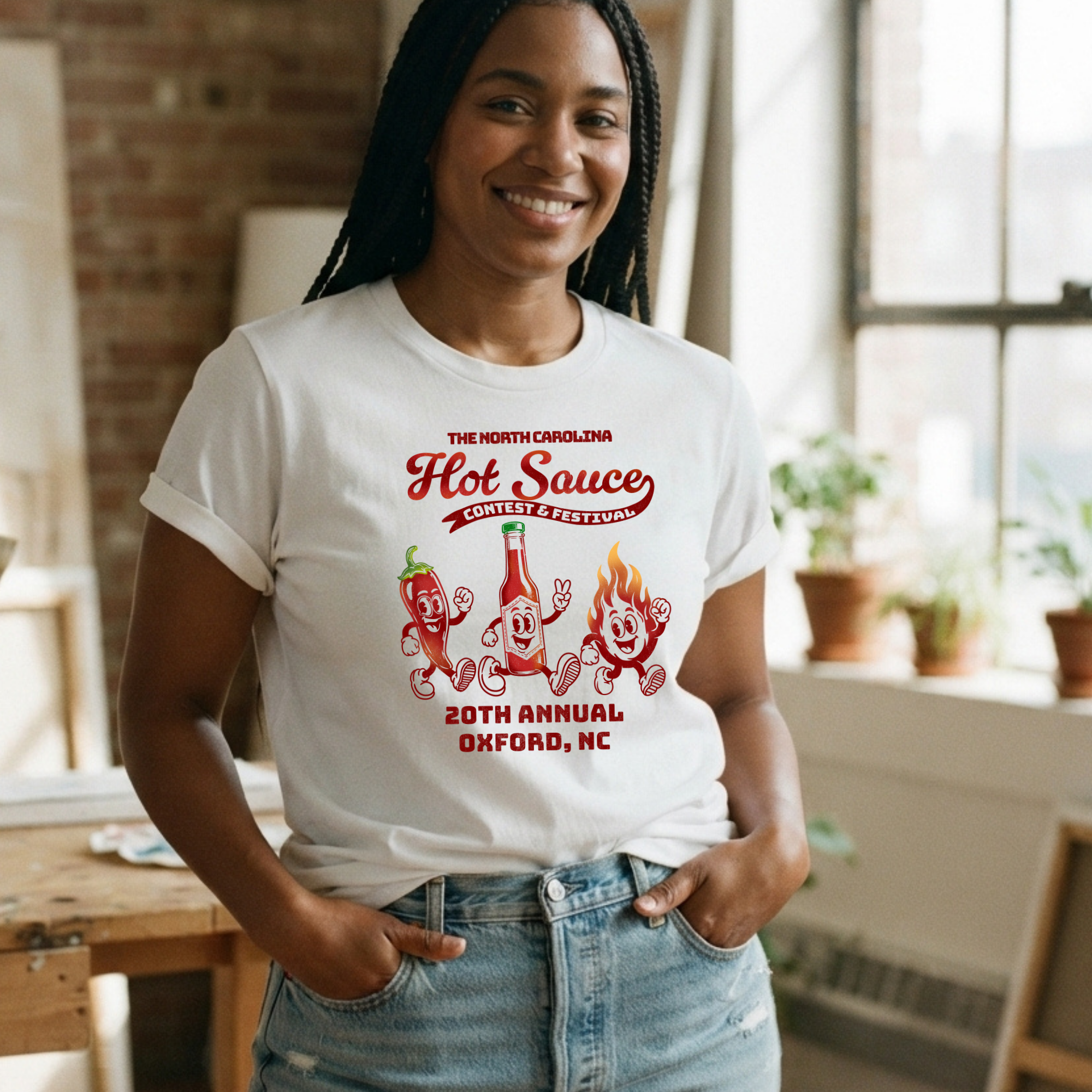 NC Hot Sauce Festival Retro Character T-shirt