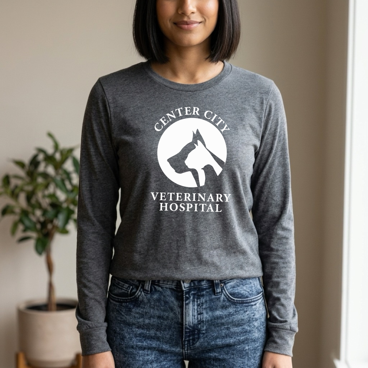 Winks Design Studio Center City Vet long sleeve shirt featuring a comfortable, casual fit and detailed printed design.