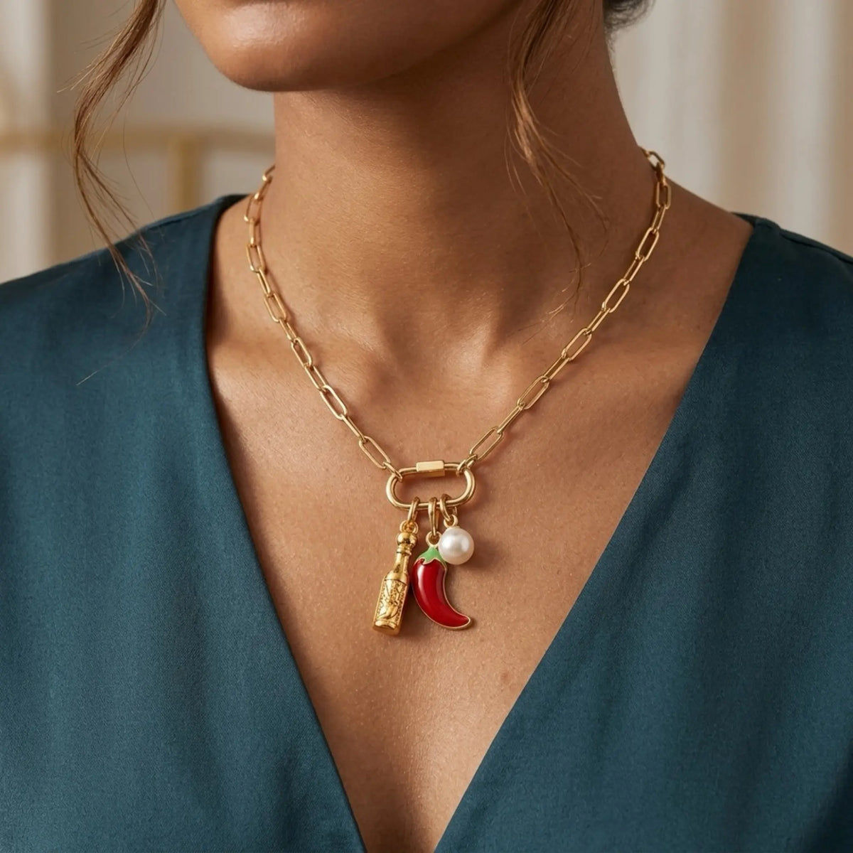Gold Chili Pepper Charm - Winks Design Studio,LLC