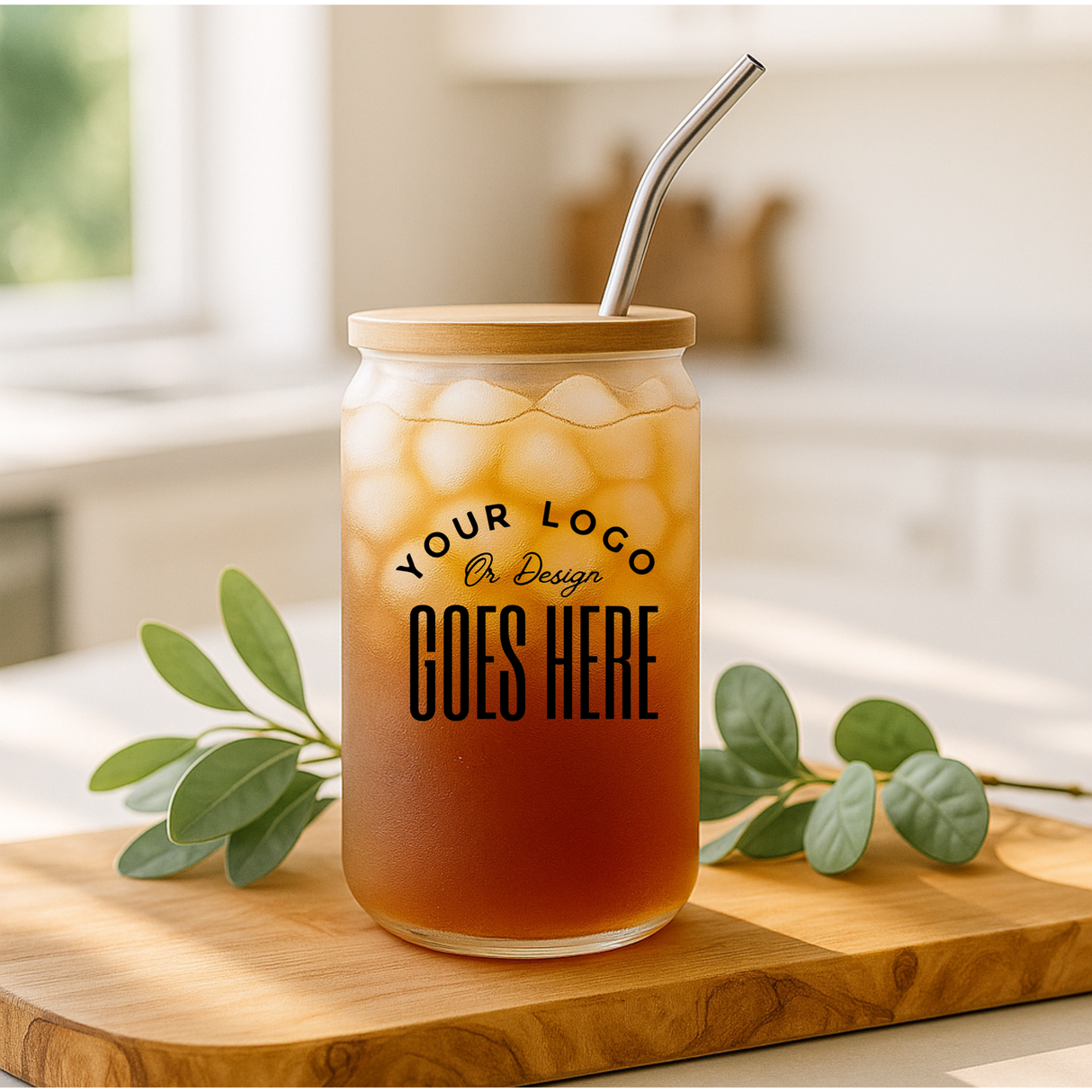 Logotipo personalizado 16 oz. Vidrio escarchado