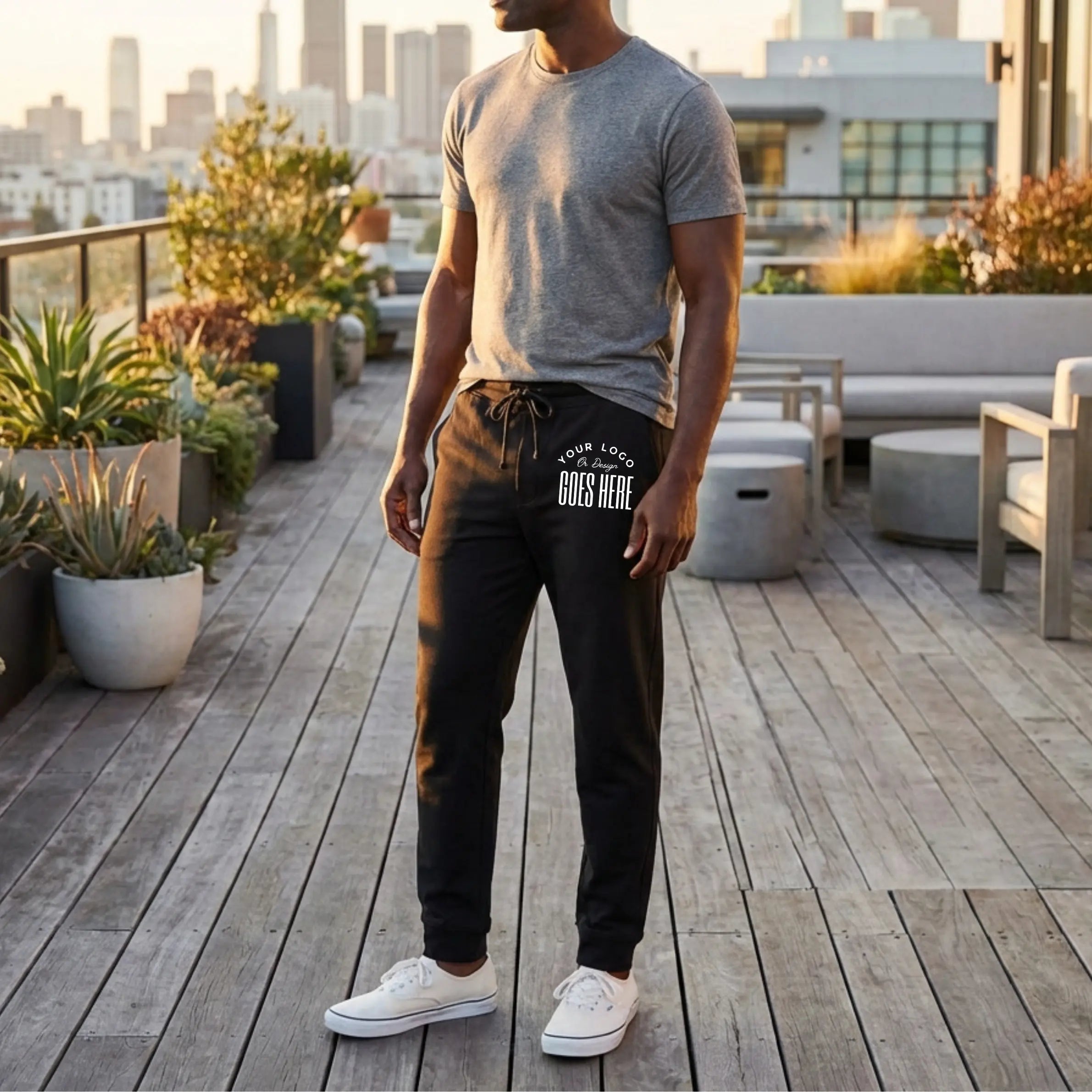 Custom Sport-Tek Drive cotton blend fleece joggers with a relaxed fit and elastic waistband, designed by Winks Design Studio, LLC.