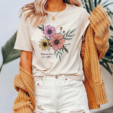 Happiness Blooms From Within T-shirt - Winks Design Studio,LLC