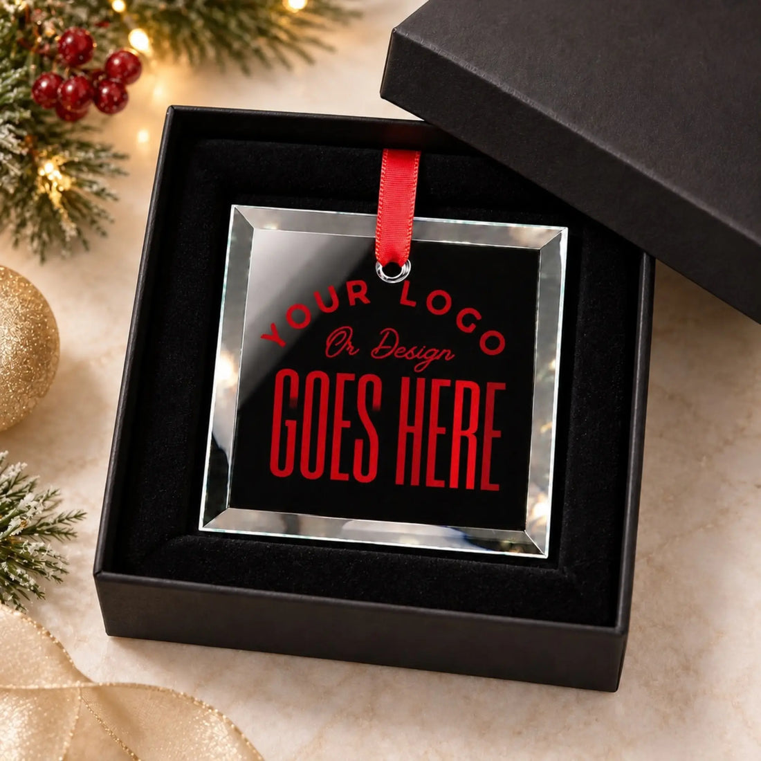 Personalized Glass Square Christmas Ornament Winks Design Studio,LLC