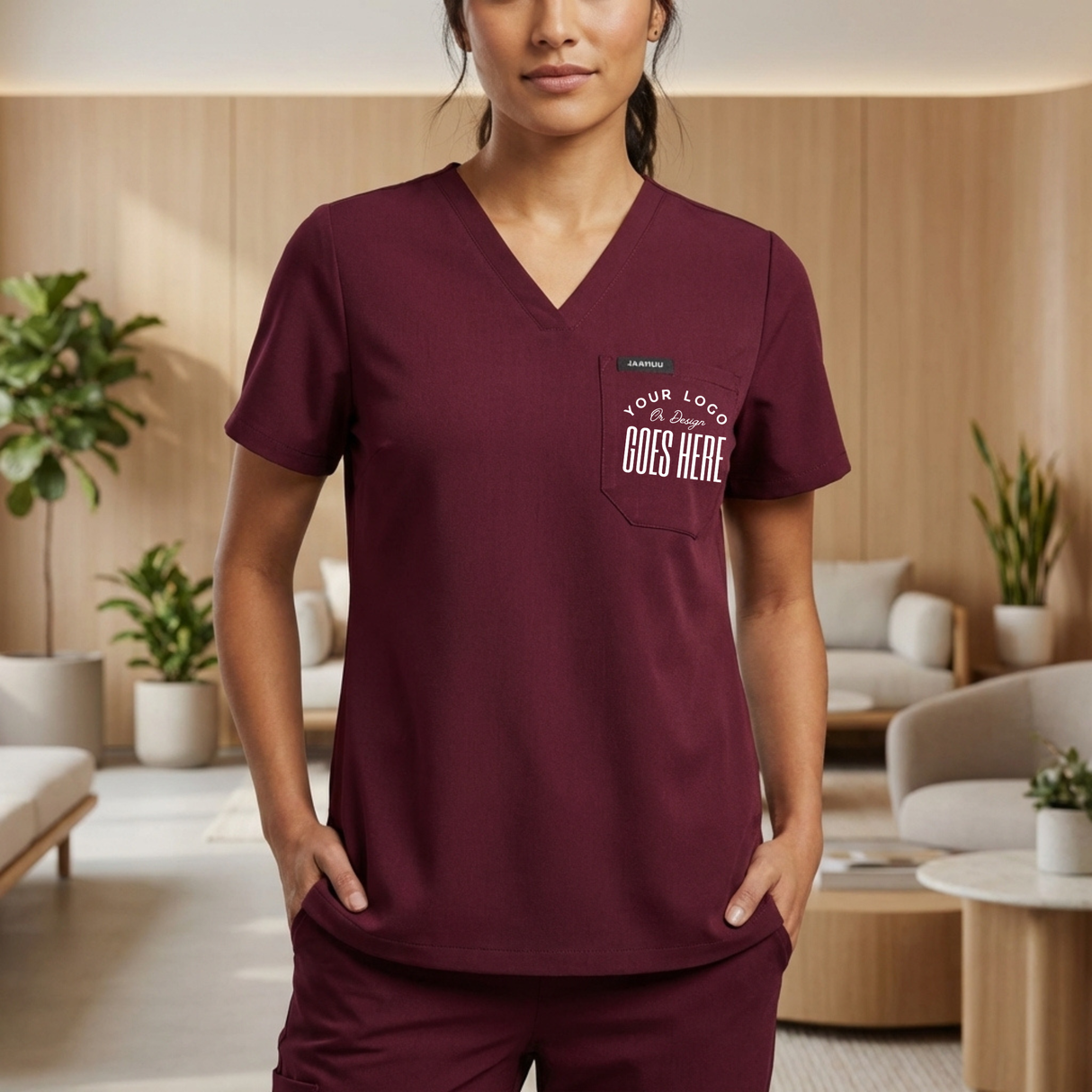 Custom Jaanuu Women's Scrub Top | Rhena V-Neck Medical Uniform - Winks Design Studio,LLC