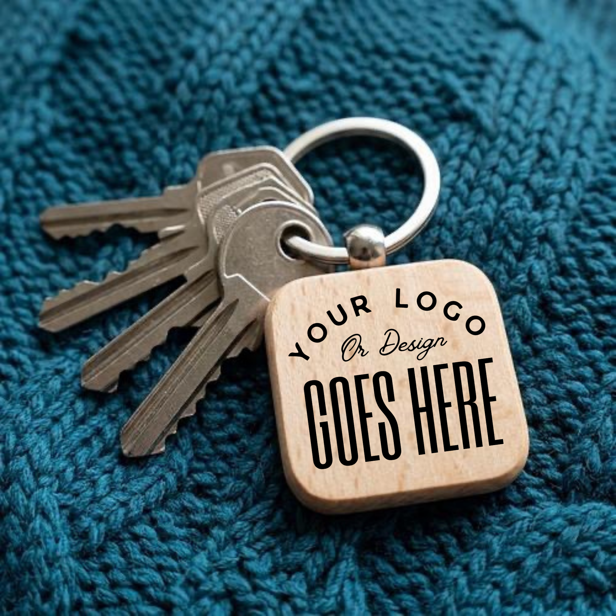 Custom Engraved Square Wooden Keychain