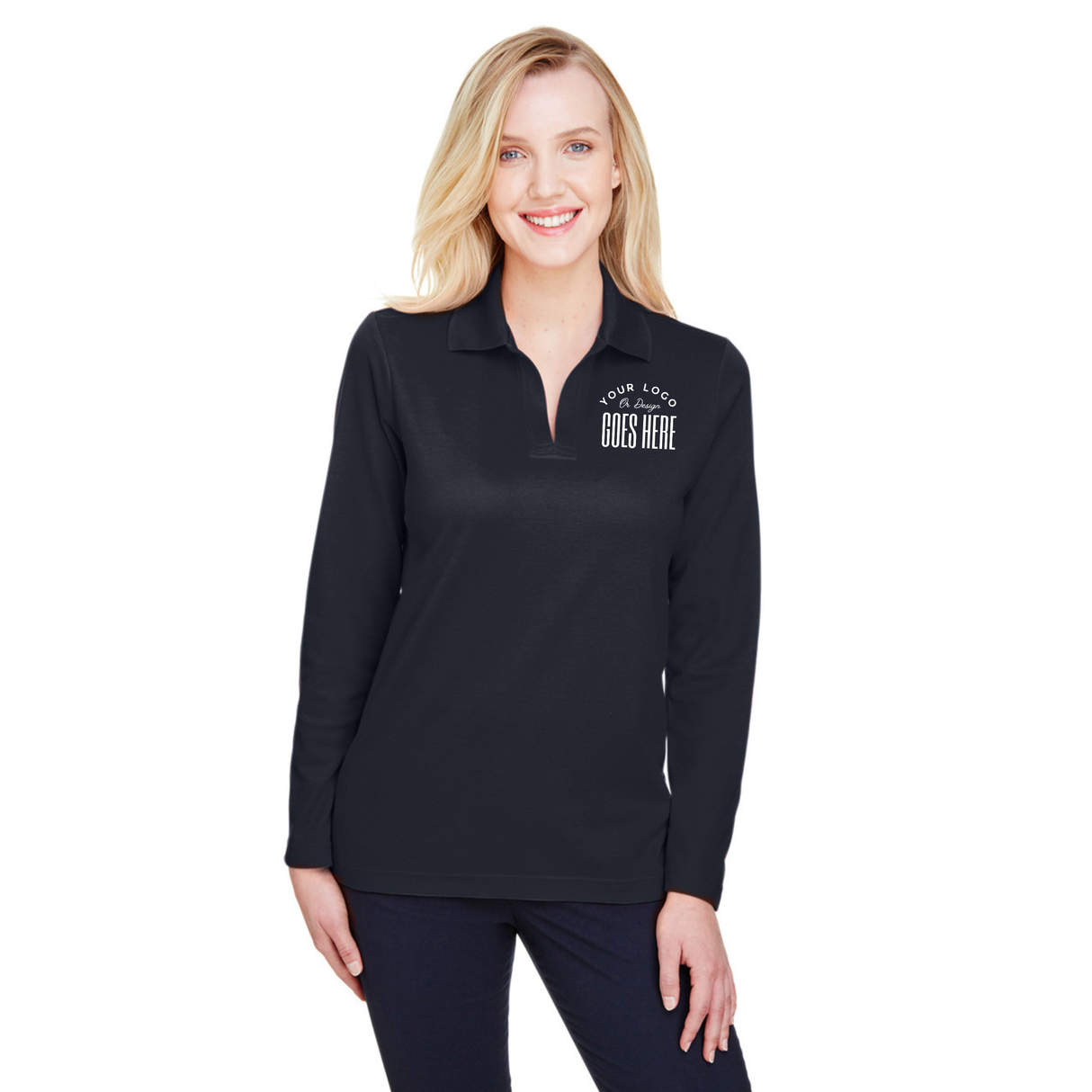 Custom Women's Long Sleeve Performance Polo | Devon & Jones CrownLux - Winks Design Studio,LLC