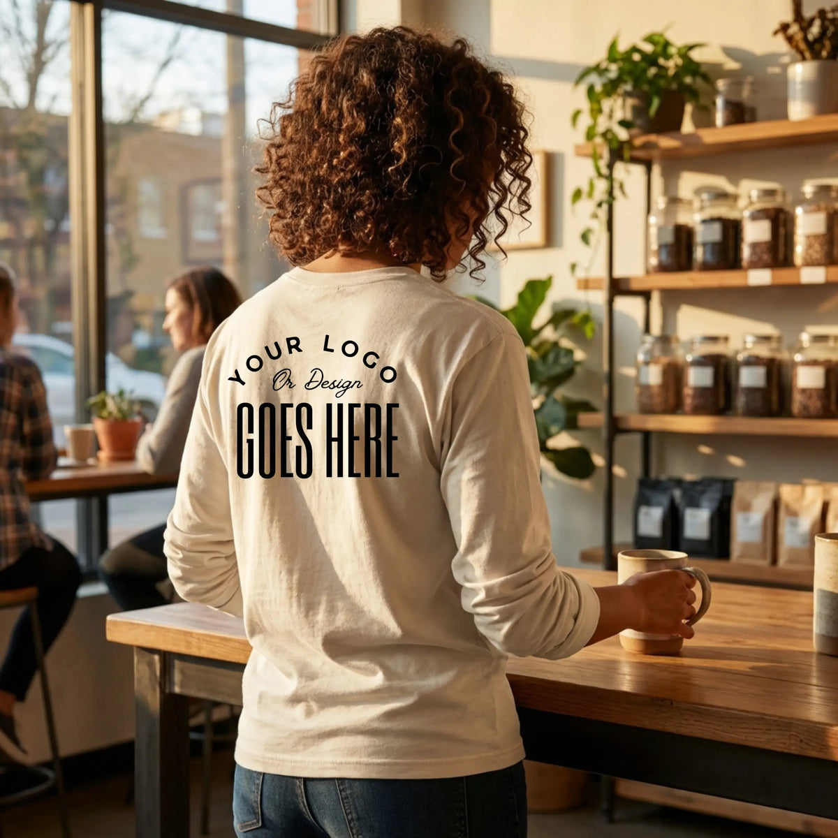 Custom heavyweight long sleeve T-shirt by Winks Design Studio in comfort colors ringspun cotton, shown flat with crew neck.