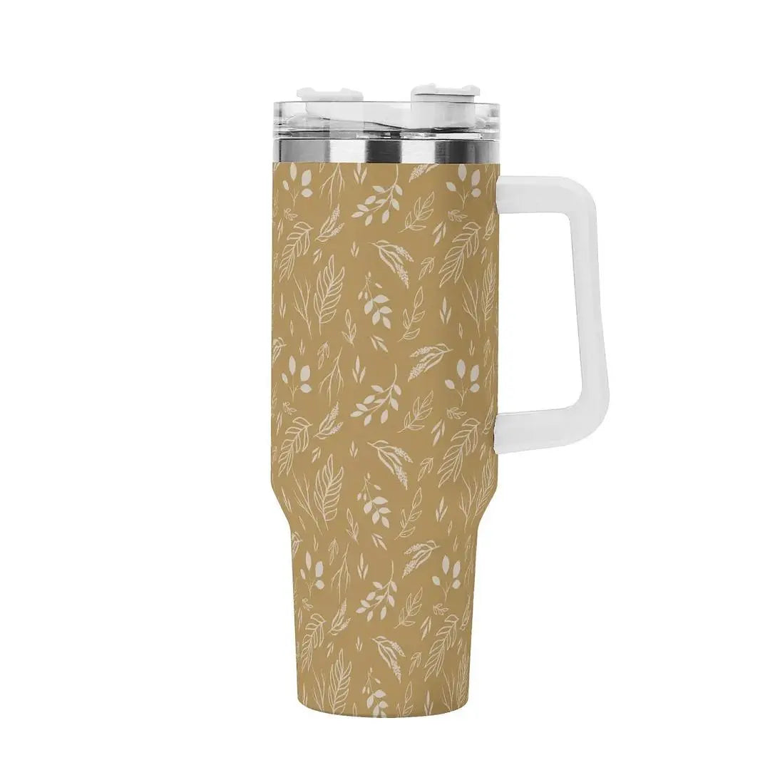 Golden Meadow 40oz stainless steel tumbler by Winks Design Studio, LLC, featuring a sleek design and durable construction.