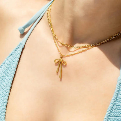 18K Gold Long Bow Charm - Winks Design Studio,LLC