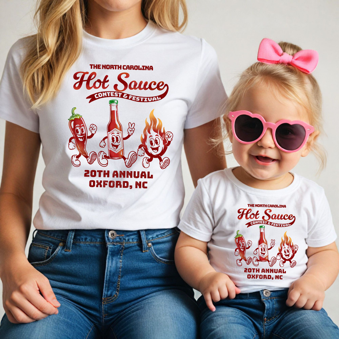 NC Hot Sauce Festival Retro Character Kids Tee