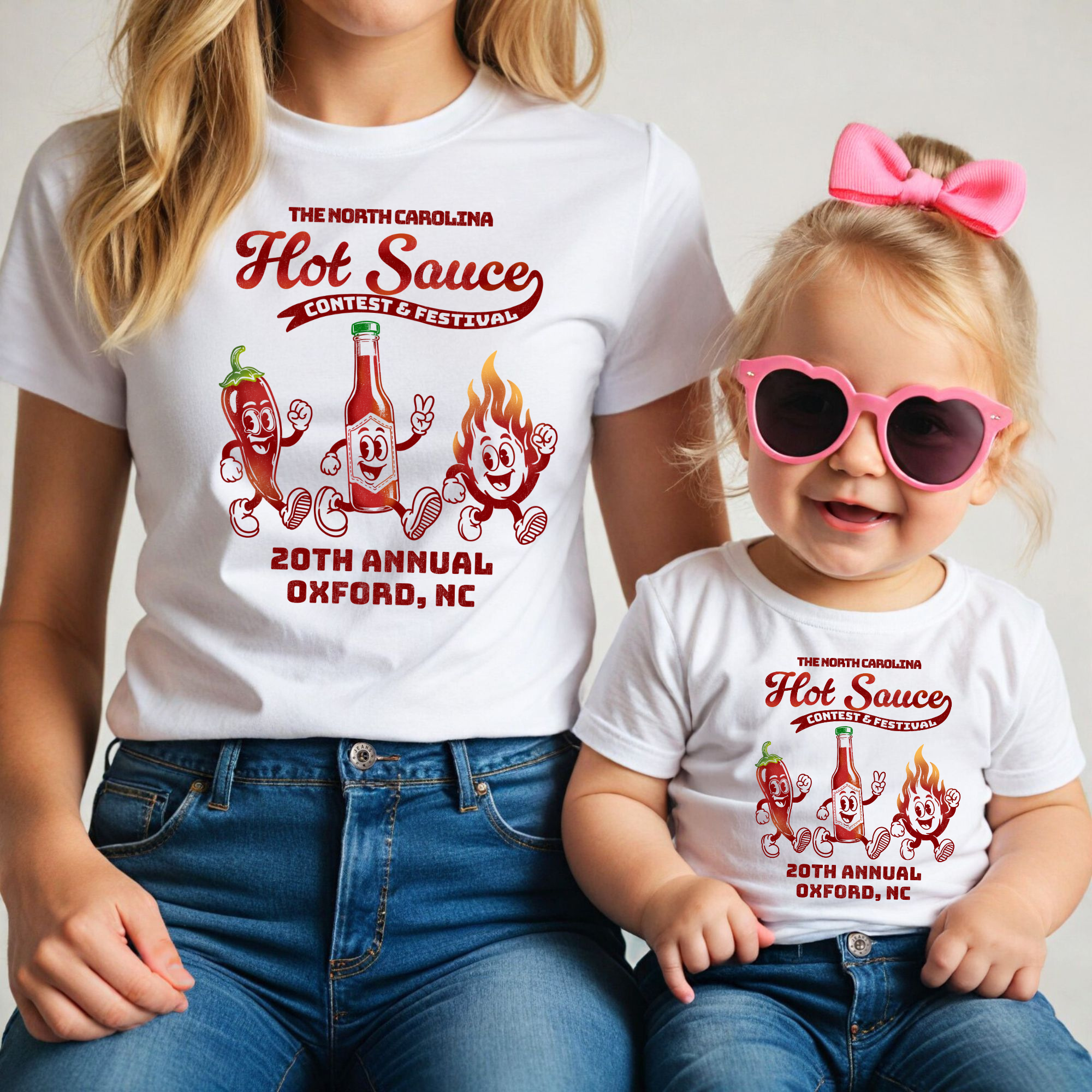 Kids T-shirt featuring retro character design for NC Hot Sauce Festival by Winks Design Studio, LLC.