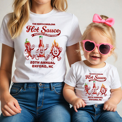 NC Hot Sauce Festival Retro Character Kids Tee
