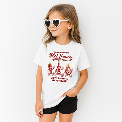 NC Hot Sauce Festival Retro Character Kids Tee