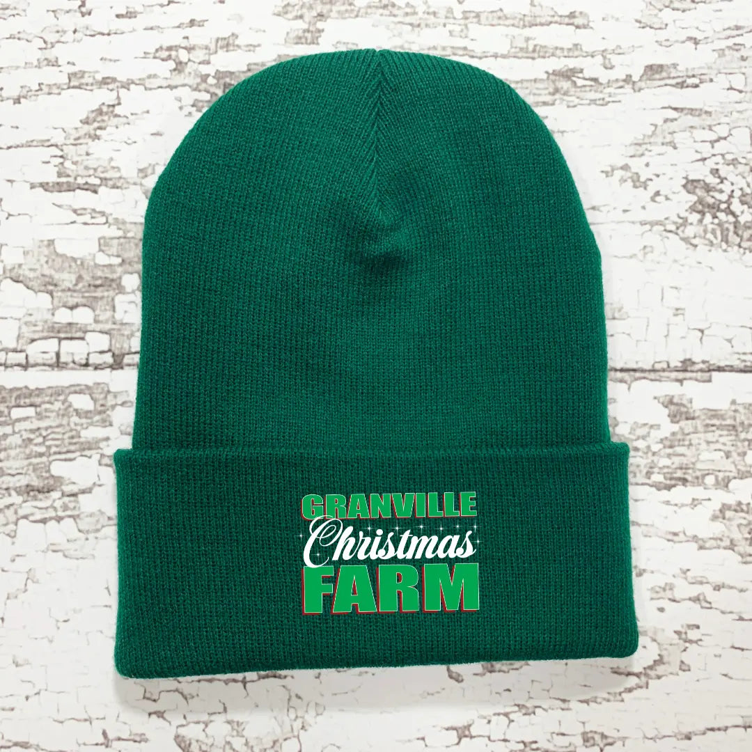 Winks Design Studio, LLC Granville Christmas Farm Beanie featuring festive holiday knit pattern and cozy winter style.