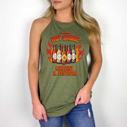 NC Hot Sauce Contest &amp; Festival Hot Sauce Lineup Halter Tank - Winks Design Studio,LLC