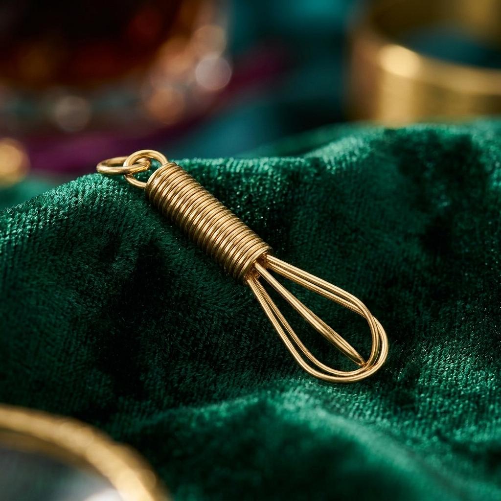18K Gold PVD Stainless Steel Whisk Charm - Winks Design Studio,LLC