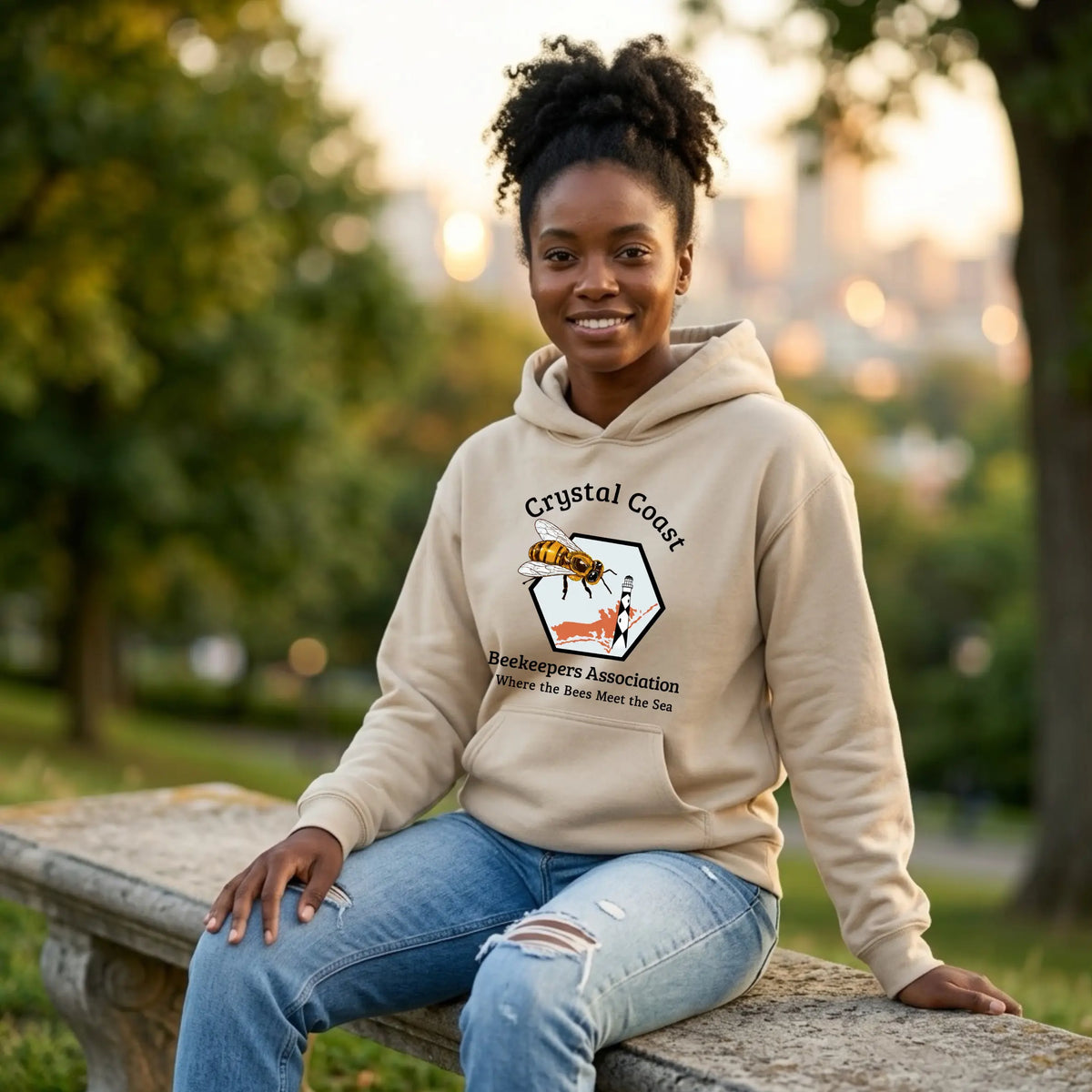 Crystal Coast Beekeepers Front Pouch Hoodie - Winks Design Studio,LLC