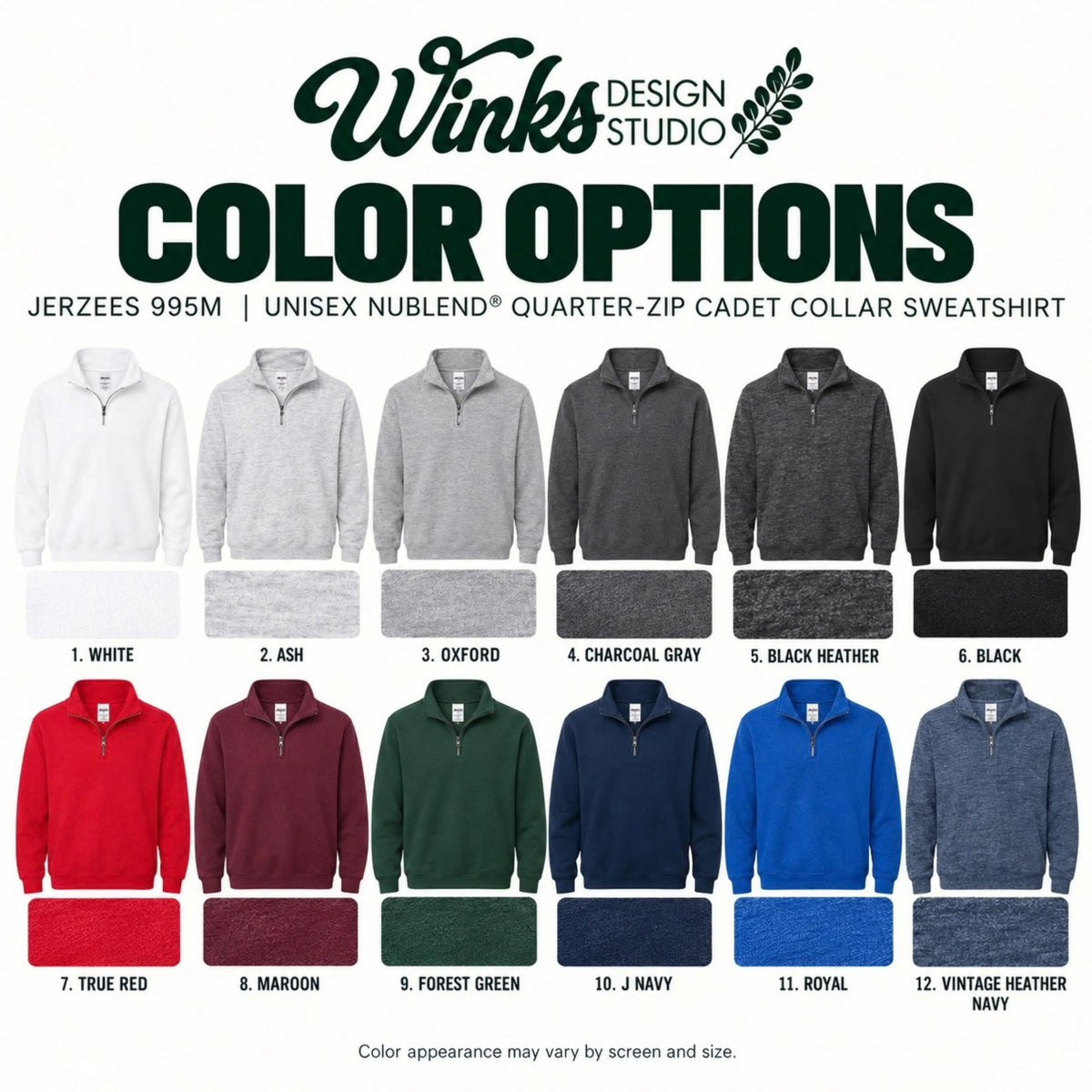 Custom Midweight Quarter-Zip Pullover Winks Design Studio,LLC
