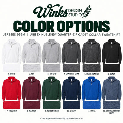 Custom Midweight Quarter-Zip Pullover Winks Design Studio,LLC