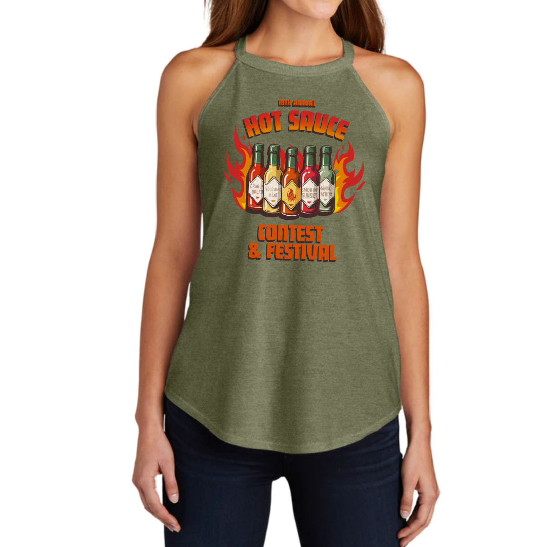 NC Hot Sauce Contest &amp; Festival Hot Sauce Lineup Halter Tank - Winks Design Studio,LLC