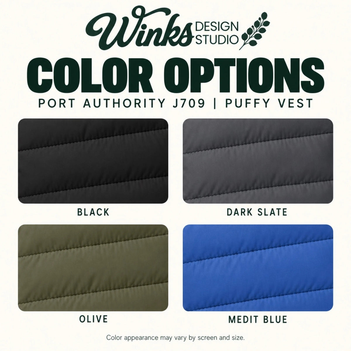 Custom Port Authority Puffy Vest Winks Design Studio,LLC