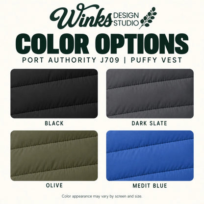 Custom Port Authority Puffy Vest Winks Design Studio,LLC