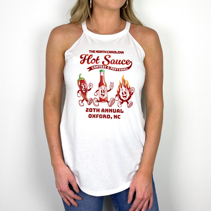 NC Hot Sauce Festival Retro Character Halter Tank