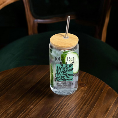John 15:5 Clear Glass 20oz Can - Winks Design Studio,LLC
