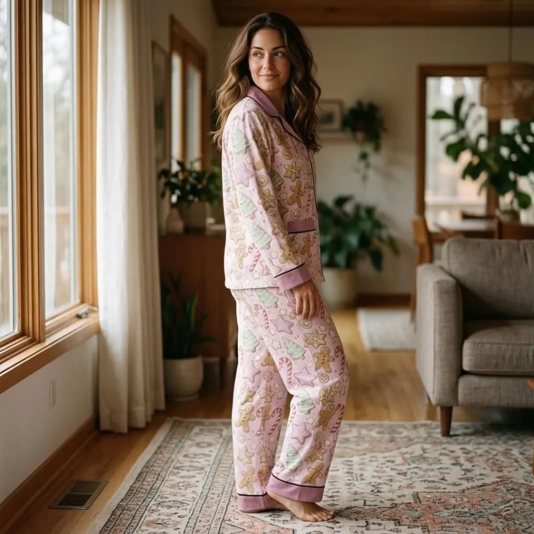 Christmas Cookie Long Sleeve Pajama Set Winks Design Studio,LLC