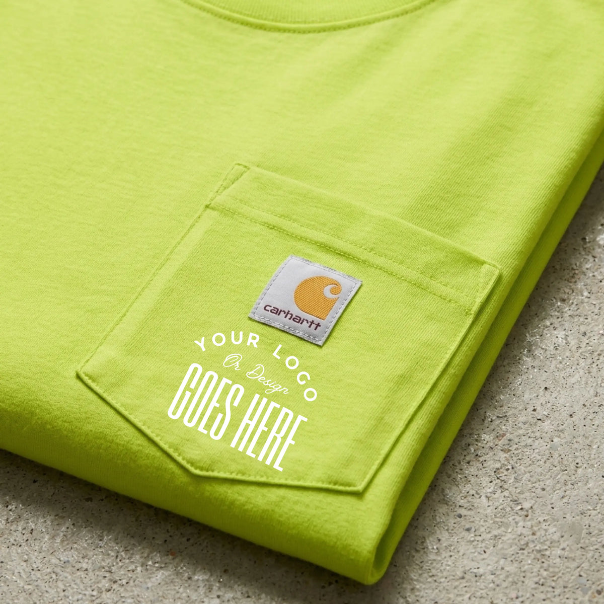 Custom Carhartt K87 pocket T-shirt from Winks Design Studio, LLC, showing a personalized men&