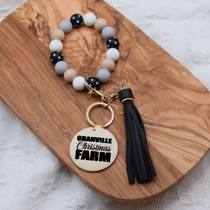Granville Christmas Farm Silicone Wristlet Keychain - Winks Design Studio,LLC