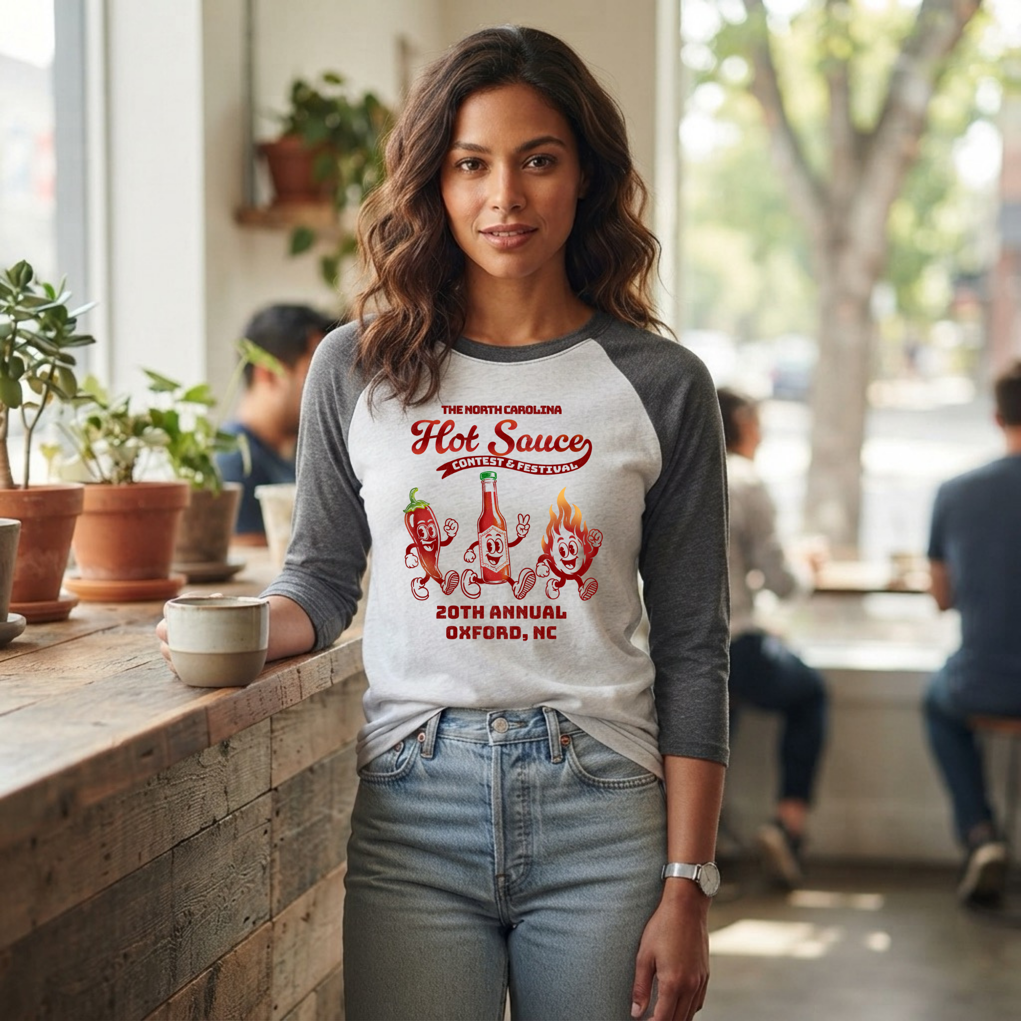 NC Hot Sauce Festival Retro Character Raglan