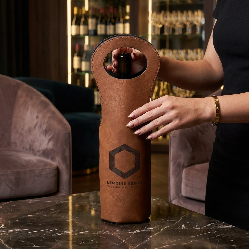 Custom Leather Wine Tote - Winks Design Studio,LLC