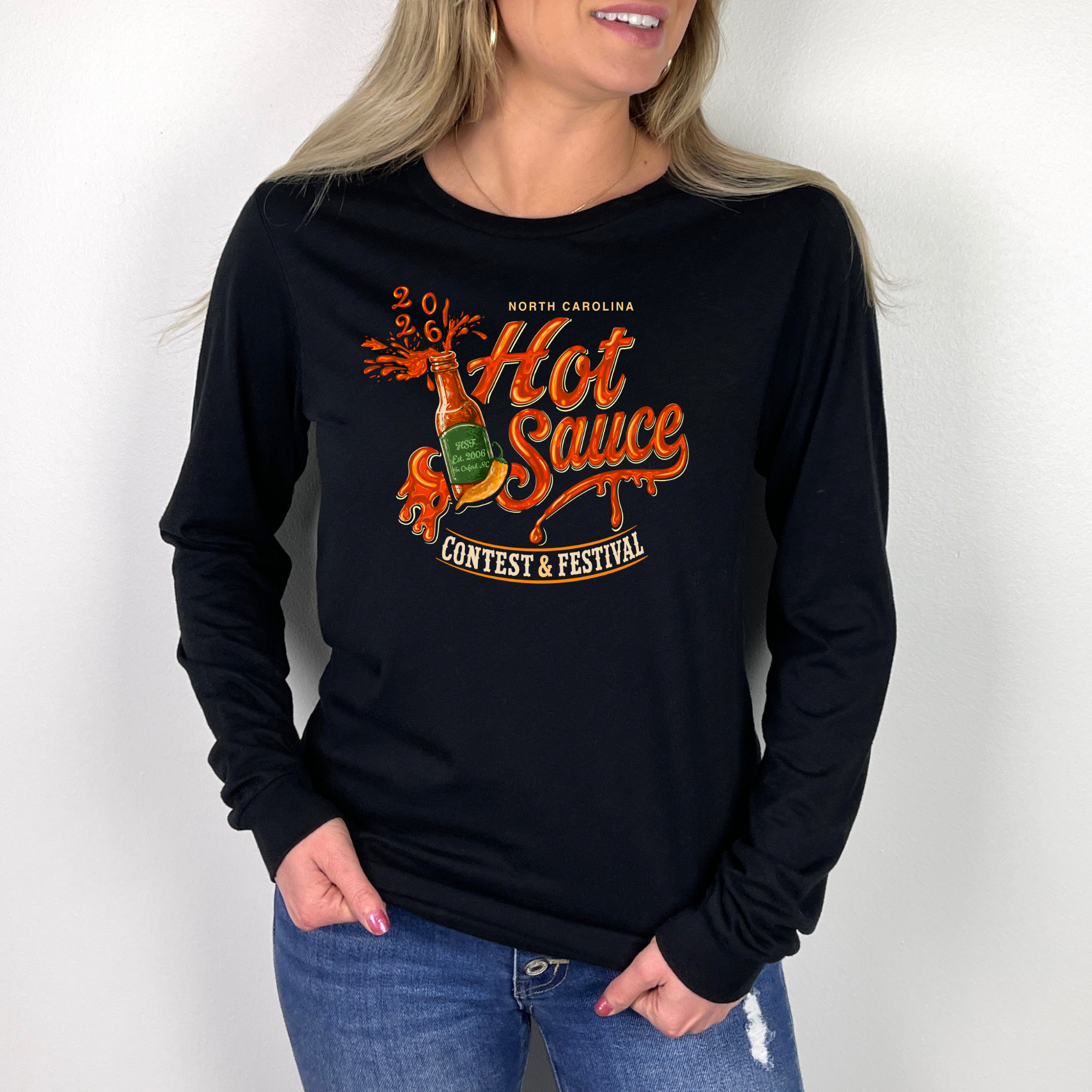 NC Hot Sauce Festival Bottle Long Sleeve