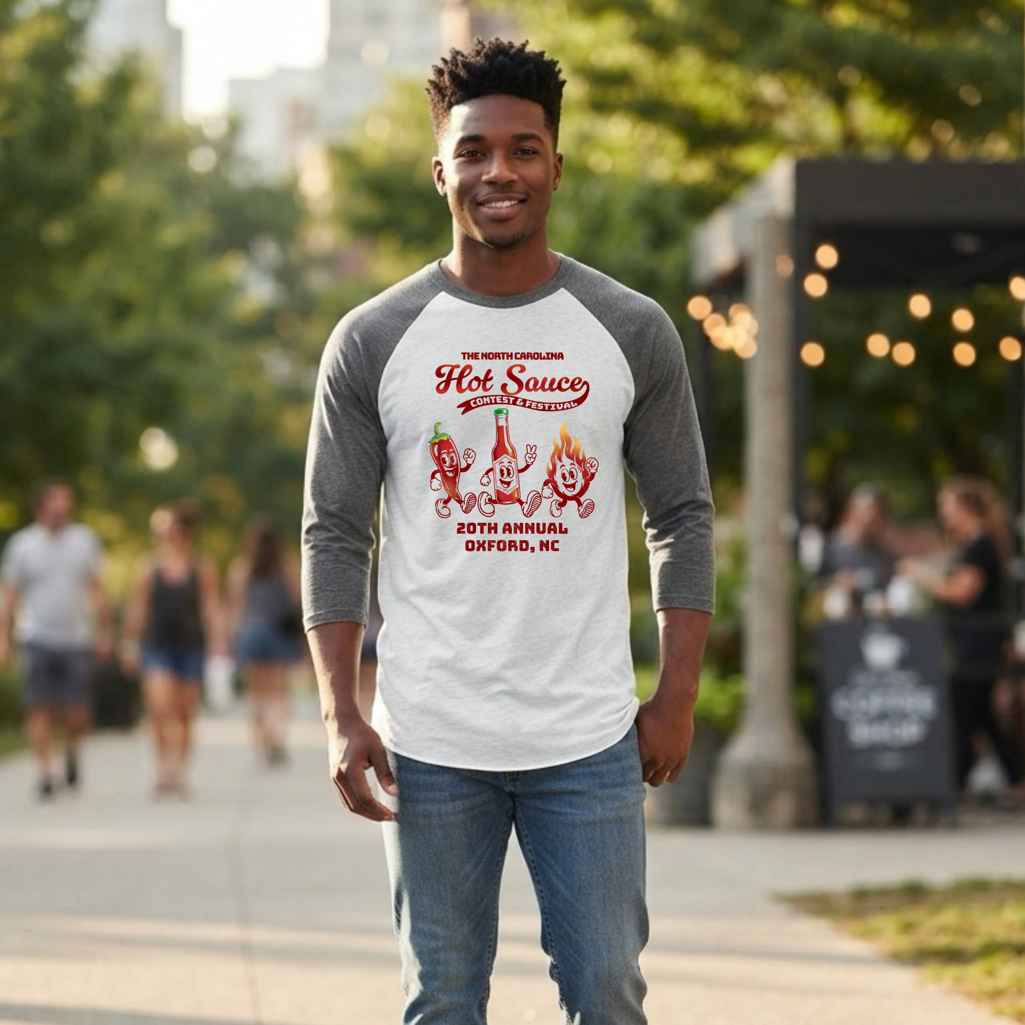 NC Hot Sauce Festival Retro Character Raglan