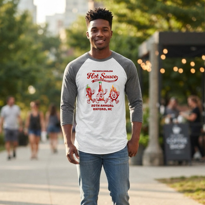 NC Hot Sauce Festival Retro Character Raglan