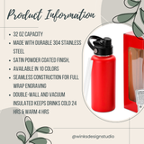 NC Hot Sauce Contest & Festival Pepper Bandana 32oz Hydro Bottle - Winks Design Studio,LLC