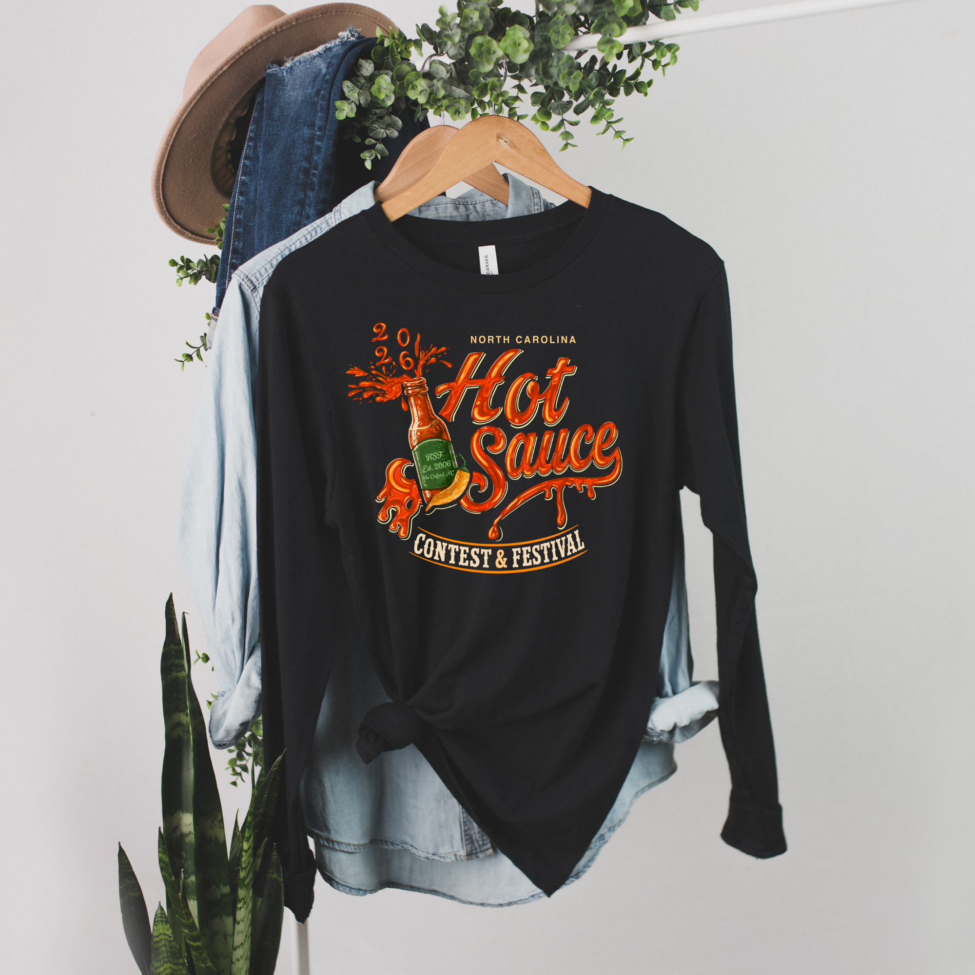 NC Hot Sauce Festival Bottle Long Sleeve