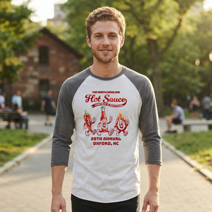 NC Hot Sauce Festival Retro Character Raglan