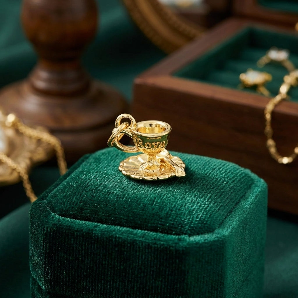 Gold Teacup Charm - Winks Design Studio,LLC
