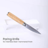 Paring knife with wooden handle on a white background